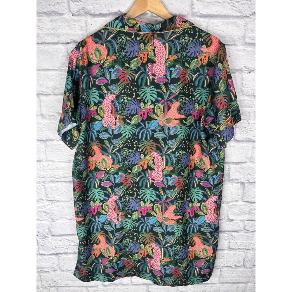 WORLD MARKET Women's Green Botanical Jungle Button Down Nightgown L/XL - Picture 7 of 7
